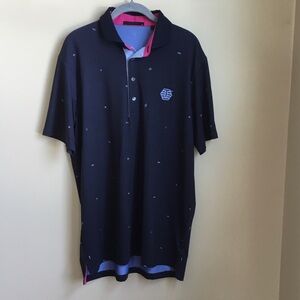Greyson Clothiers x Bettinardi Animal Print Casual Navy Polo Golf Shift Medium